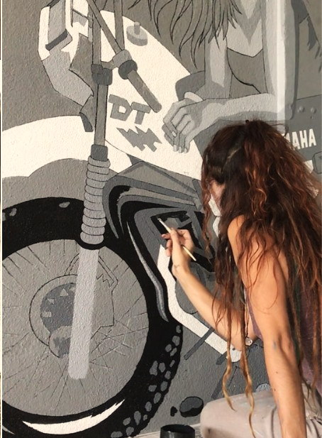 A mural painted by Lucia Maria
